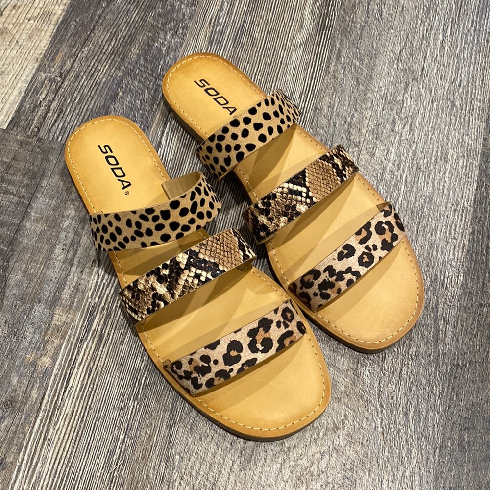 SODA Animal Print Sandals